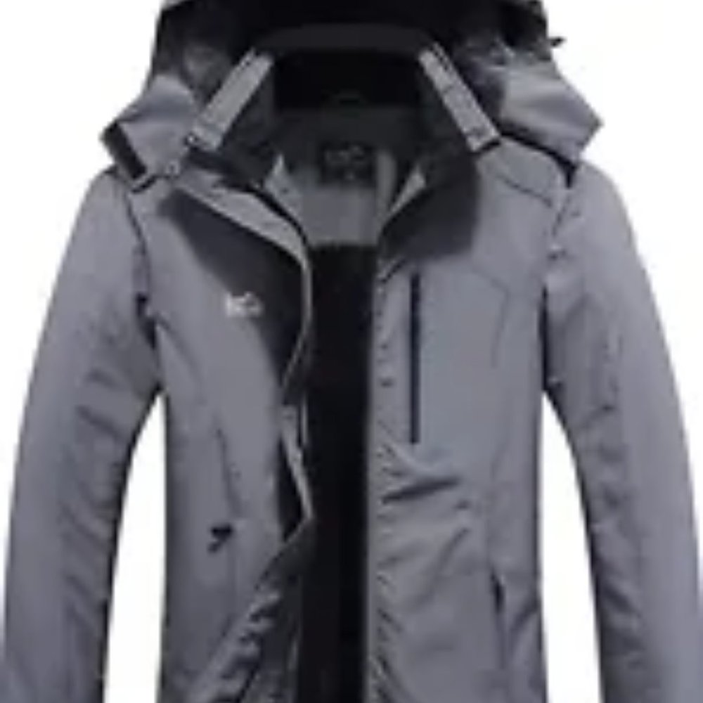 Women's Waterproof Ski Jacket Warm Winter Snow Coat Hooded Raincoat Gray XXL